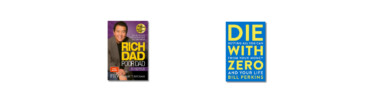 Buchcoversammlung mit zwei Büchern zu den Themen finanzielle Lebensgestaltung und Mindset