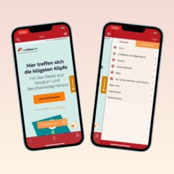 Smartphone mit geöffneter App "e-fellows.net to go"