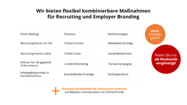 Wir bieten flexibel kombinierbare Maßnahmen für Recruiting und Employer Branding
