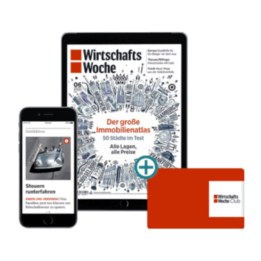 Ein Handy und eine Tablet, die jeweils die digitale Ausgabe von der WirtschaftsWoche auf dem Display zeigen.