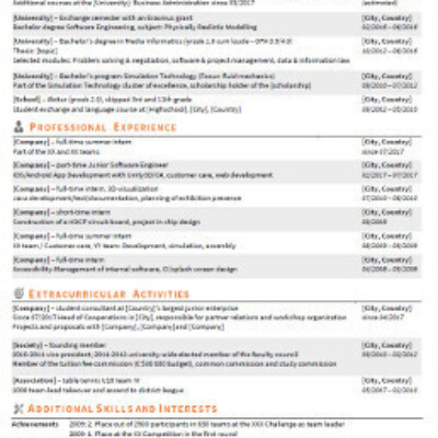 Muster-Lebenslauf Informatik zum Download [Quelle: e-fellows.net]