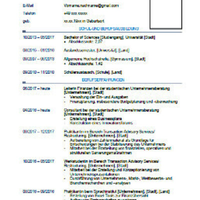 Muster-Lebenslauf Wirtschaftsmathematik zum Download [Quelle: e-fellows.net]