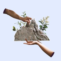 Zwei Hände halten einen Berg in ihren Händen