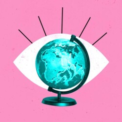 it case study beispiel Ein Globus, der die Iris und Pupille eines stilisierten Auges ersetzt.