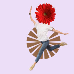 Frau springt vor Freude