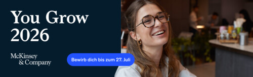 Rechts sieht man eine fröhliche Frau und links den Titel You Grow 2026 McKinsey und Company