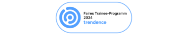 Siegel mit Aufschrift Faires Trainee-Programm 2024 tendence